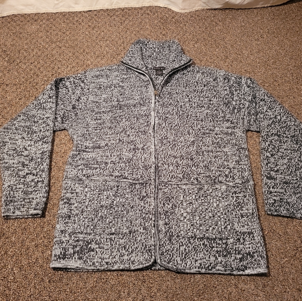 Tally Ho Black White Mix Zippered Sweater